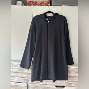 Lana Lee Black Grey Houndstooth Hooded Sweater Tunic Size L Made in Canada